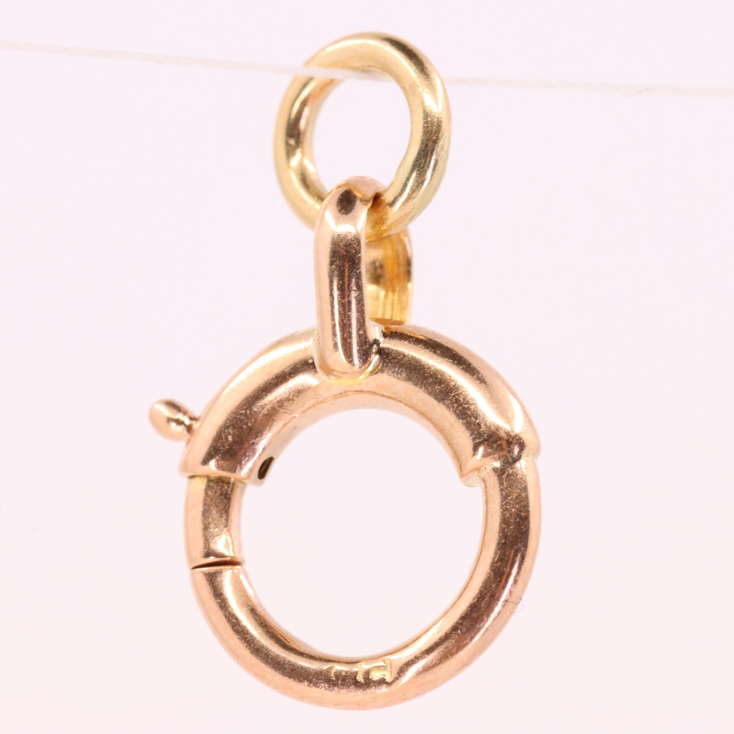 Antique 9ct Rose Gold Spring Ring Clasp Charm Pendant Holder Jewellery Finding