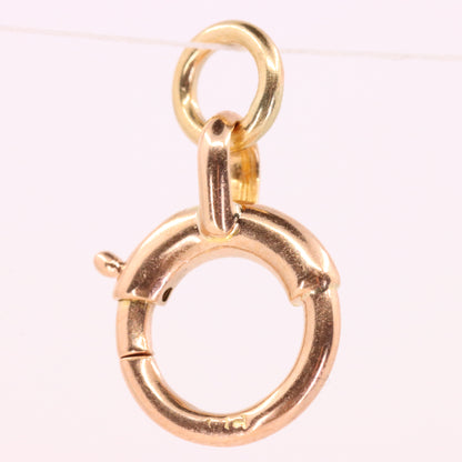 Antique 9ct Rose Gold Spring Ring Clasp Charm Pendant Holder Jewellery Finding