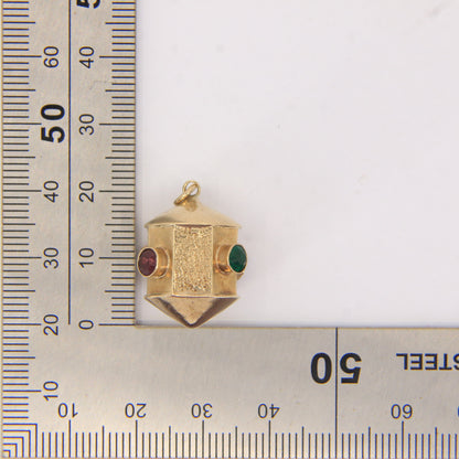 Vintage 9ct Gold Lantern Pendant Charm Gem Set With Multi Stones Jewellery Gift