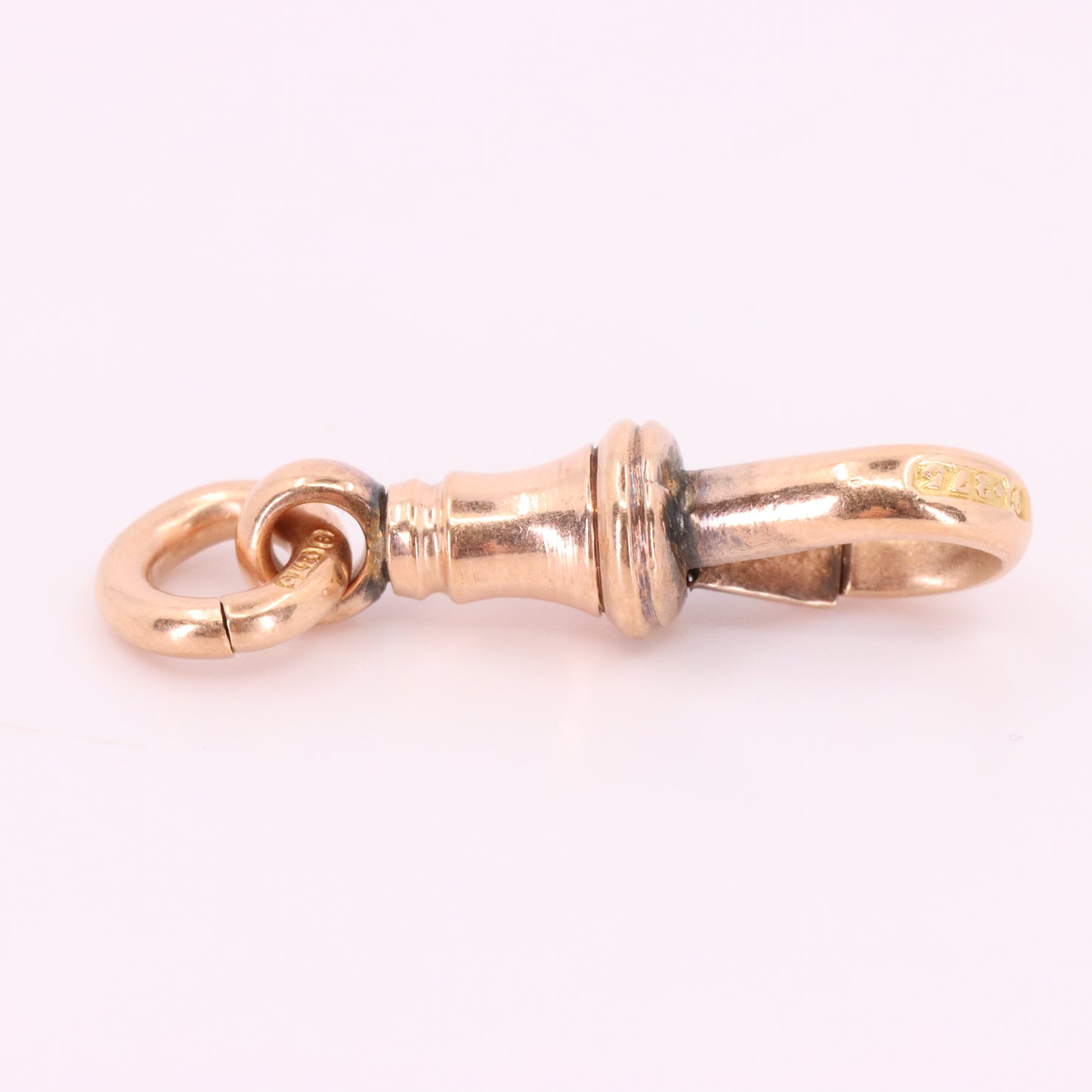 Antique 9ct Hallmarked Rose Gold Swivel Dog Clip Clasp Jewellery Finding Pendant
