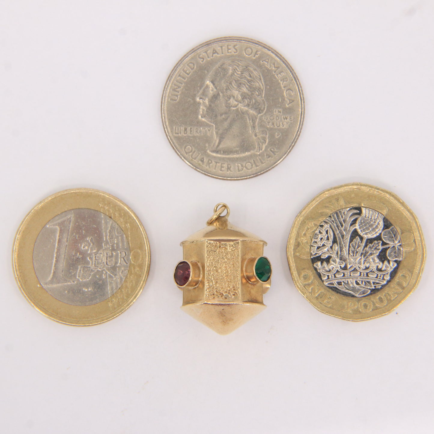 Vintage 9ct Gold Lantern Pendant Charm Gem Set With Multi Stones Jewellery Gift