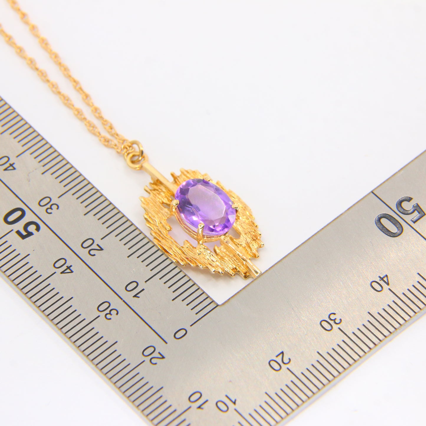 Vintage 9ct Amethyst Pendant Necklace Hallmarked Gold Chain Boxed