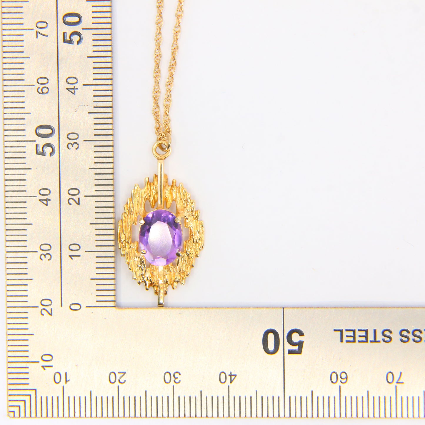 Vintage 9ct Amethyst Pendant Necklace Hallmarked Gold Chain Boxed