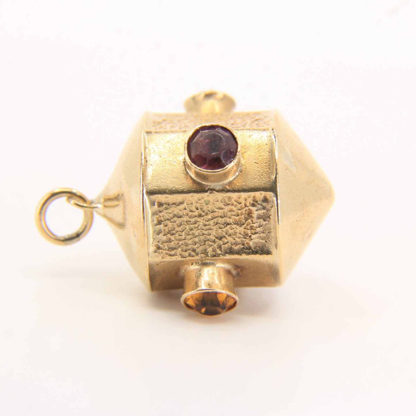 Vintage 9ct Gold Lantern Pendant Charm Gem Set With Multi Stones Jewellery Gift
