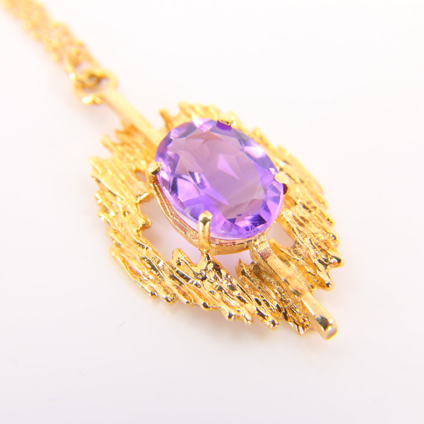 Vintage 9ct Amethyst Pendant Necklace Hallmarked Gold Chain Boxed