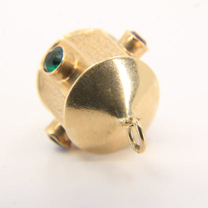 Vintage 9ct Gold Lantern Pendant Charm Gem Set With Multi Stones Jewellery Gift