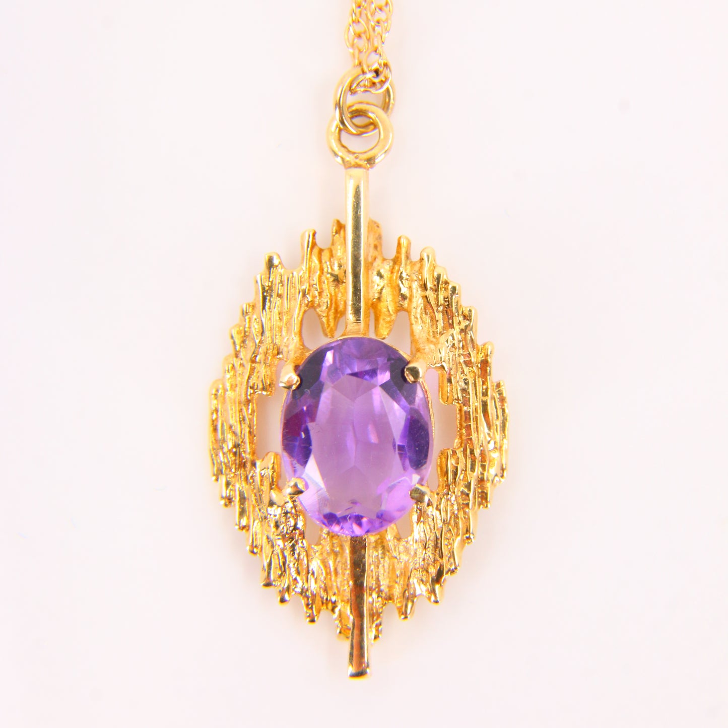 Vintage 9ct Amethyst Pendant Necklace Hallmarked Gold Chain Boxed