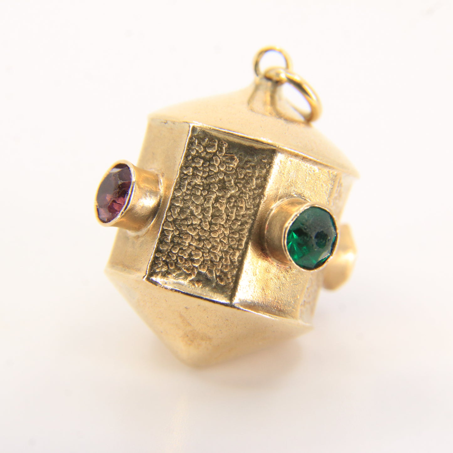 Vintage 9ct Gold Lantern Pendant Charm Gem Set With Multi Stones Jewellery Gift