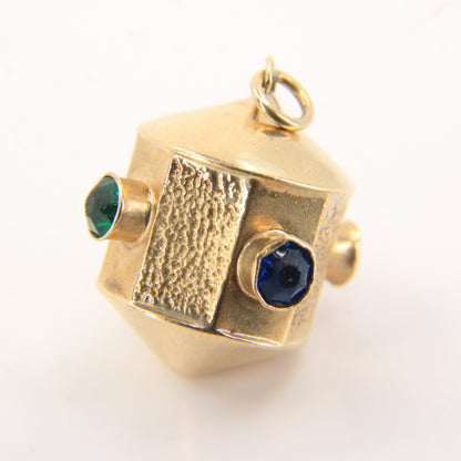Vintage 9ct Gold Lantern Pendant Charm Gem Set With Multi Stones Jewellery Gift