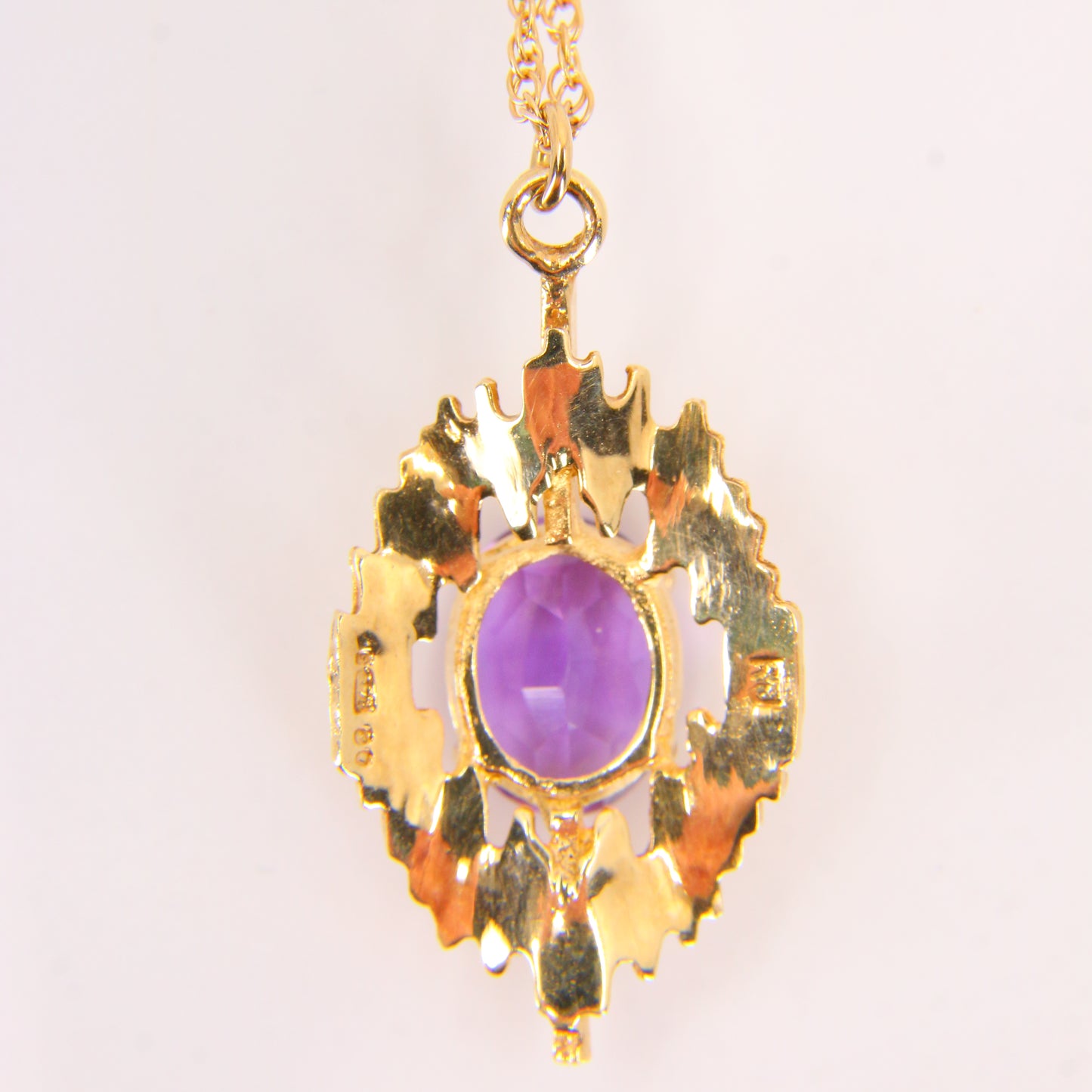 Vintage 9ct Amethyst Pendant Necklace Hallmarked Gold Chain Boxed