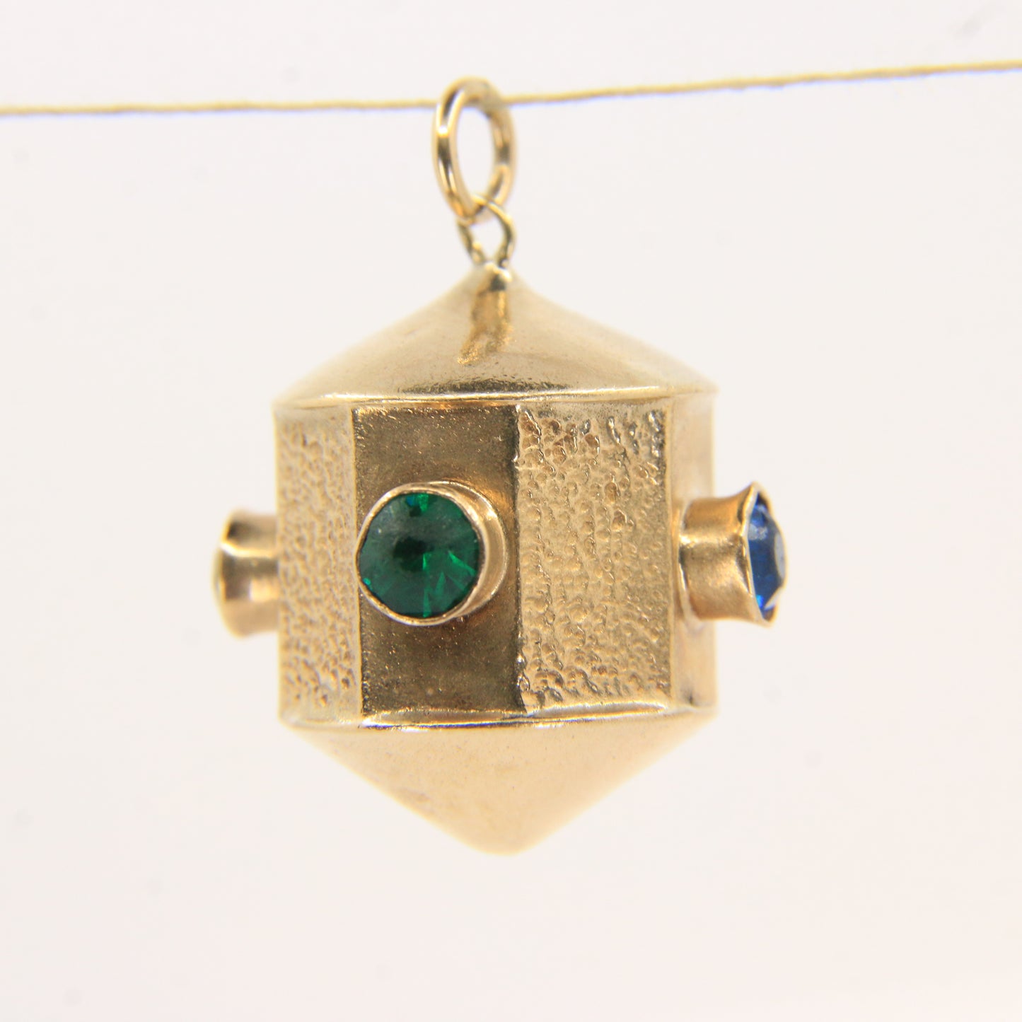 Vintage 9ct Gold Lantern Pendant Charm Gem Set With Multi Stones Jewellery Gift