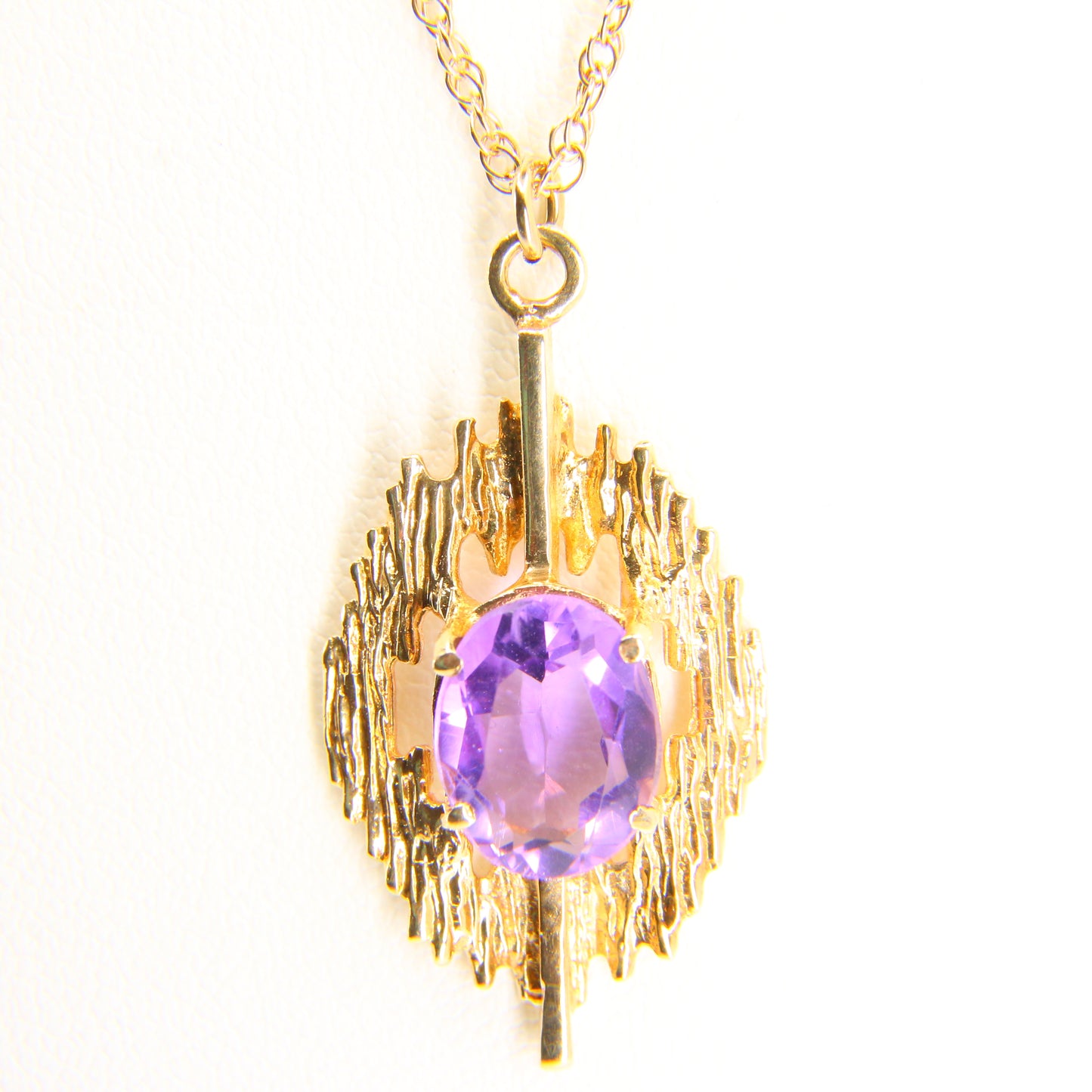 Vintage 9ct Amethyst Pendant Necklace Hallmarked Gold Chain Boxed