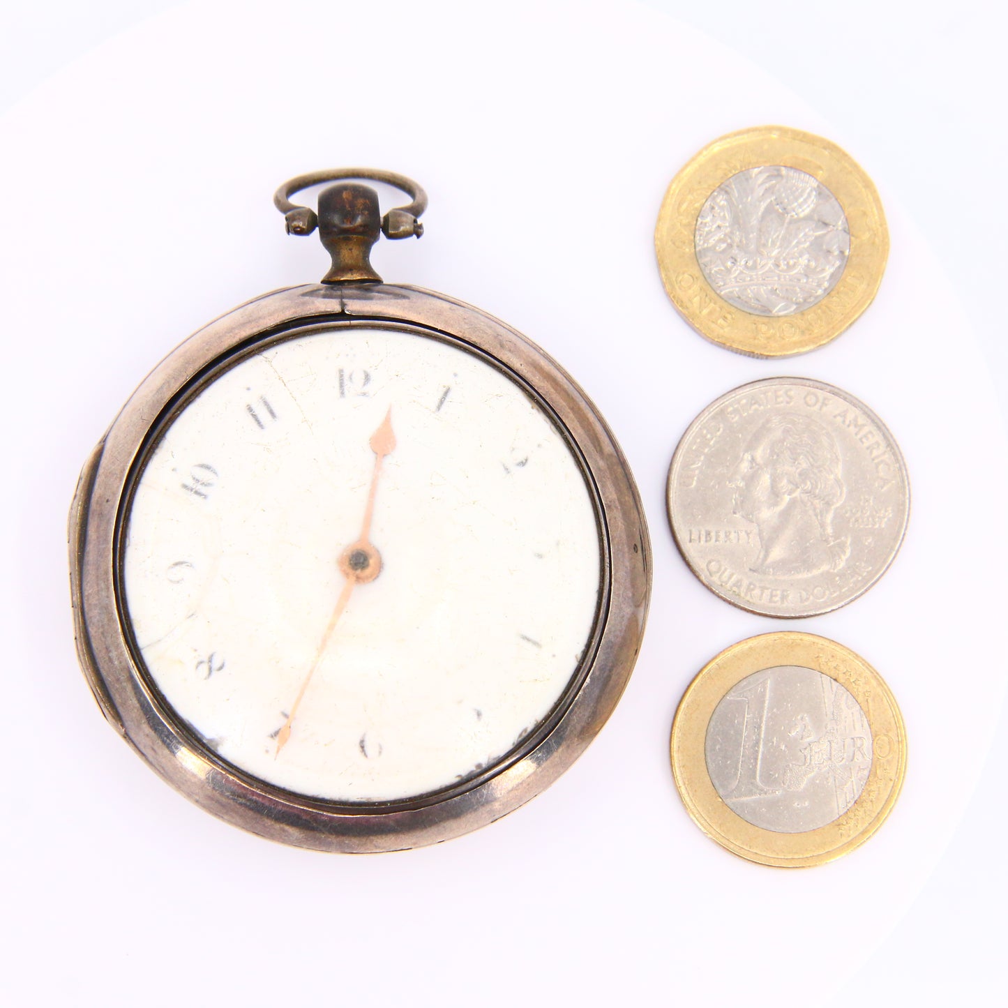 Antique Silver Wm Elliott London 1802 Pair Cased Verge Pocket Watch Running Gift