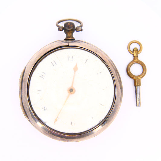 Antique Silver Wm Elliott London 1802 Pair Cased Verge Pocket Watch Running Gift