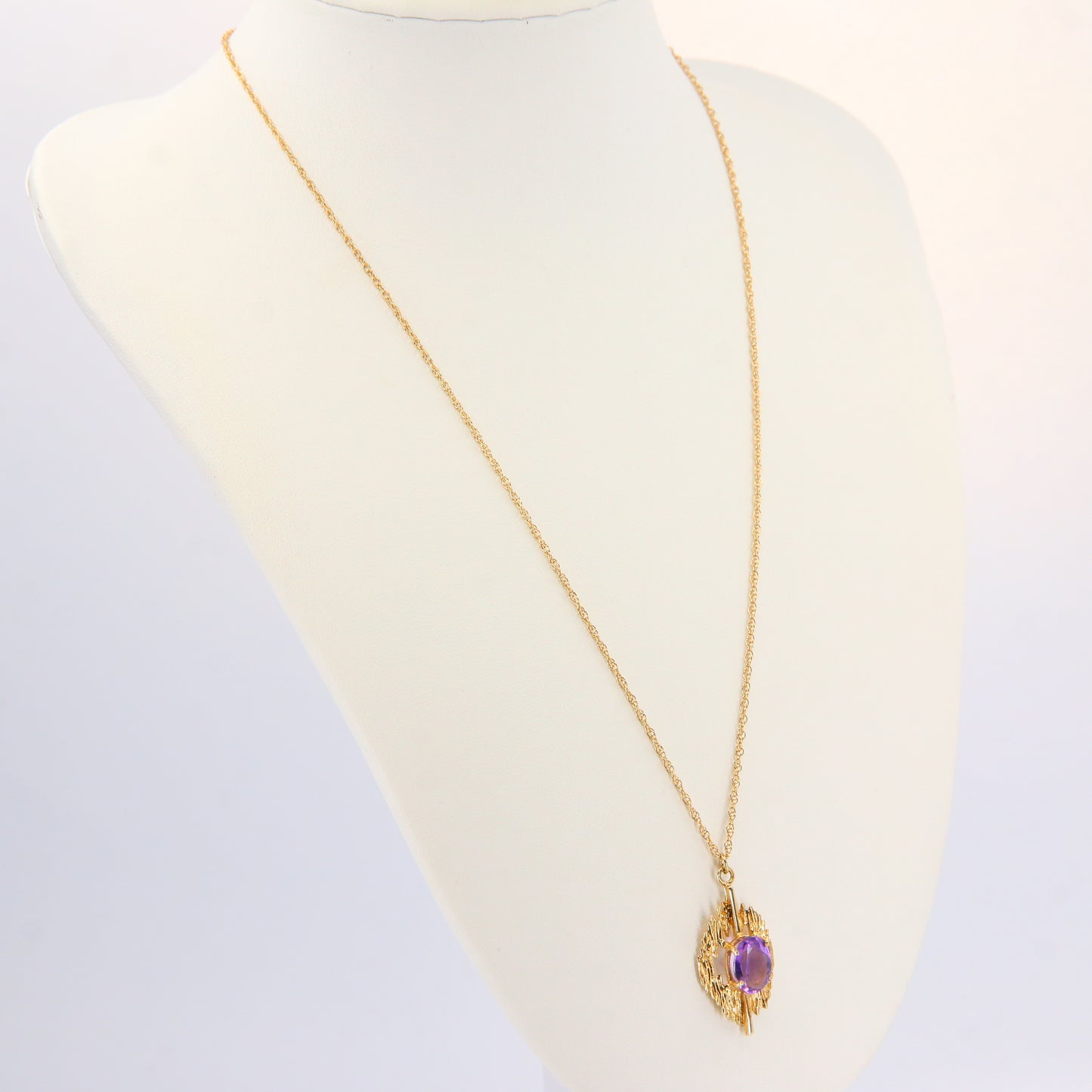 Vintage 9ct Amethyst Pendant Necklace Hallmarked Gold Chain Boxed