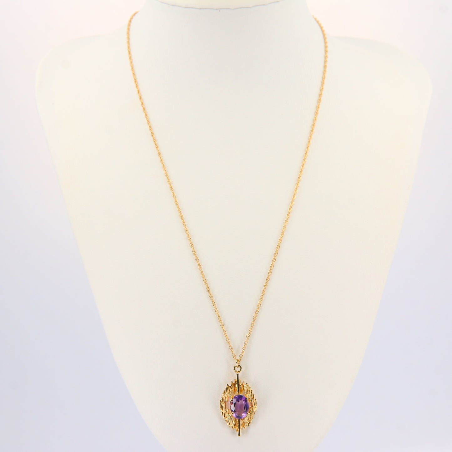 Vintage 9ct Amethyst Pendant Necklace Hallmarked Gold Chain Boxed