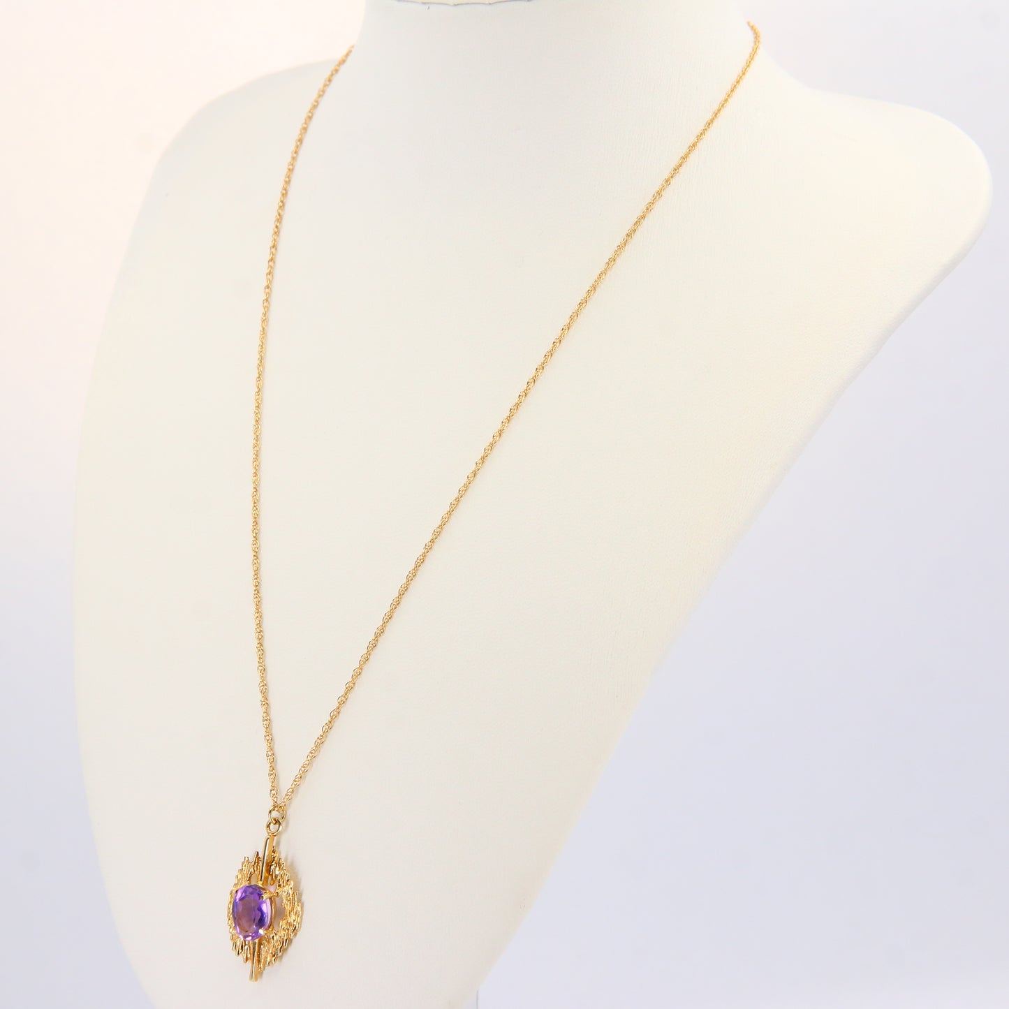 Vintage 9ct Amethyst Pendant Necklace Hallmarked Gold Chain Boxed