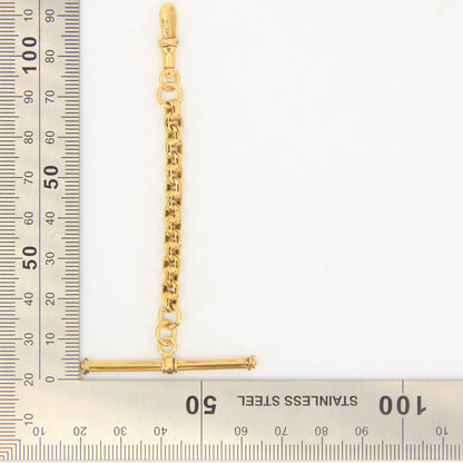 Antique 18K Gold 3.5 Inch Part Albert Chain With Clasp & Ornate Swivel T-Bar