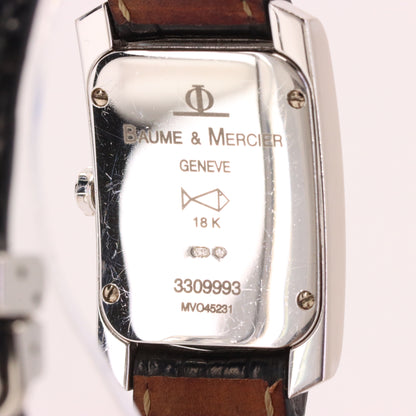 Vintage 18ct Hallmarked White Gold Baume & Mercier Hampton Ladies Quartz Watch Boxed