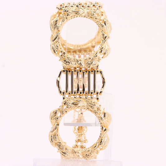 Vintage 9ct Hallmarked Gold Full Sovereign Coin Bracelet Heart Lock 7.2 Inch