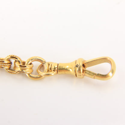 Antique 18K Gold 3.5 Inch Part Albert Chain With Clasp & Ornate Swivel T-Bar