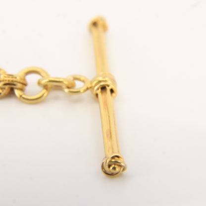 Antique 18K Gold 3.5 Inch Part Albert Chain With Clasp & Ornate Swivel T-Bar