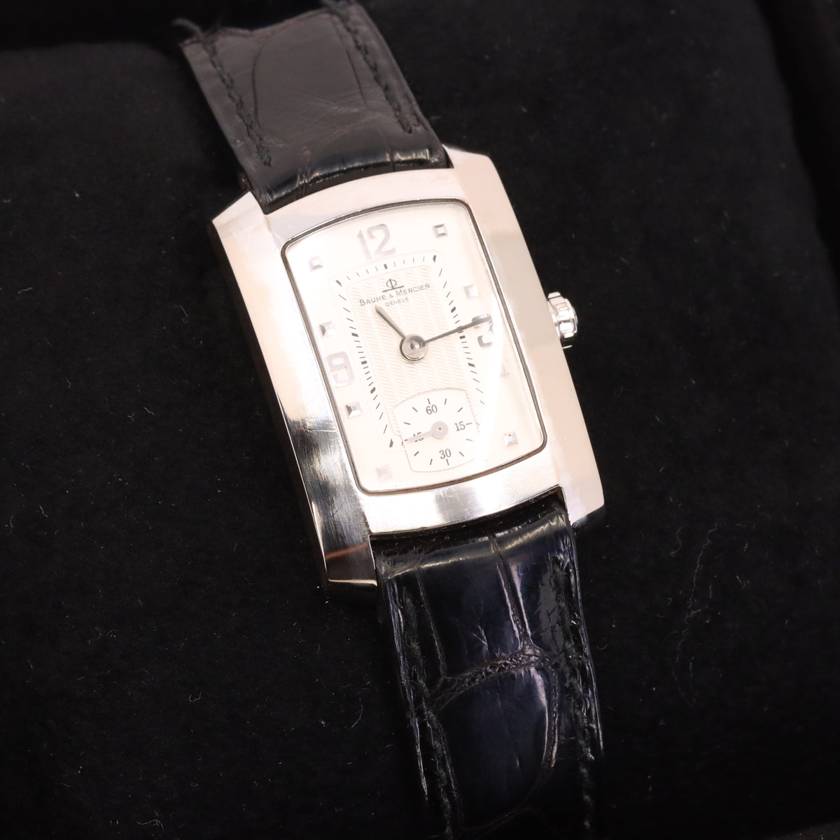 Vintage 18ct Hallmarked White Gold Baume & Mercier Hampton Ladies Quartz Watch Boxed