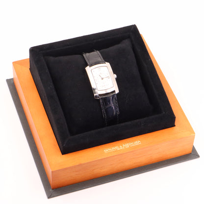 Vintage 18ct Hallmarked White Gold Baume & Mercier Hampton Ladies Quartz Watch Boxed