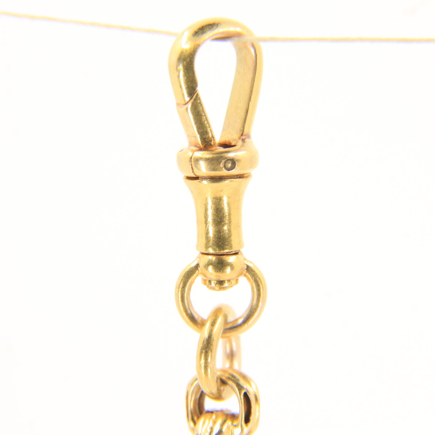 Antique 18K Gold 3.5 Inch Part Albert Chain With Clasp & Ornate Swivel T-Bar