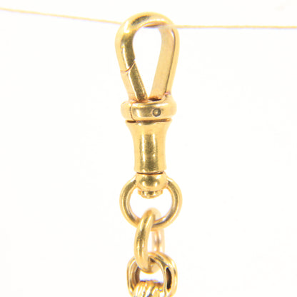 Antique 18K Gold 3.5 Inch Part Albert Chain With Clasp & Ornate Swivel T-Bar
