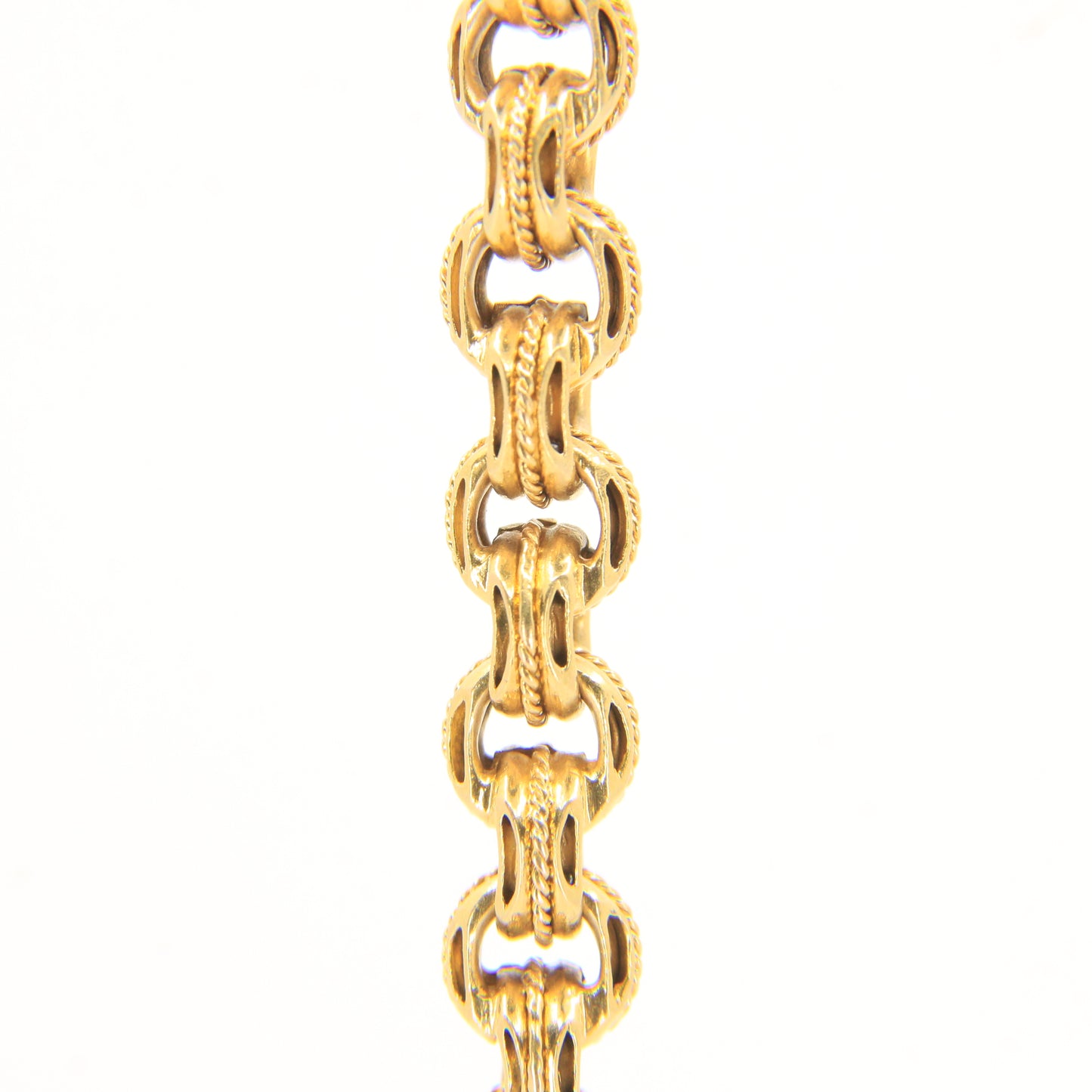 Antique 18K Gold 3.5 Inch Part Albert Chain With Clasp & Ornate Swivel T-Bar