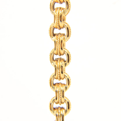 Antique 18K Gold 3.5 Inch Part Albert Chain With Clasp & Ornate Swivel T-Bar
