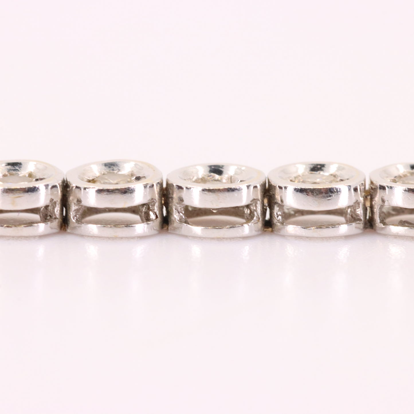 Vintage 18ct Hallmarked 7 Inch White Gold Diamond Tennis Bracelet 50 Diamonds