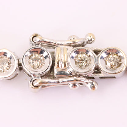 Vintage 18ct Hallmarked 7 Inch White Gold Diamond Tennis Bracelet 50 Diamonds