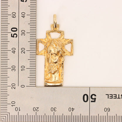 Vintage 9ct Hallmarked Yellow Gold Unoaerre Jesus Christ Cross Pendant Religious