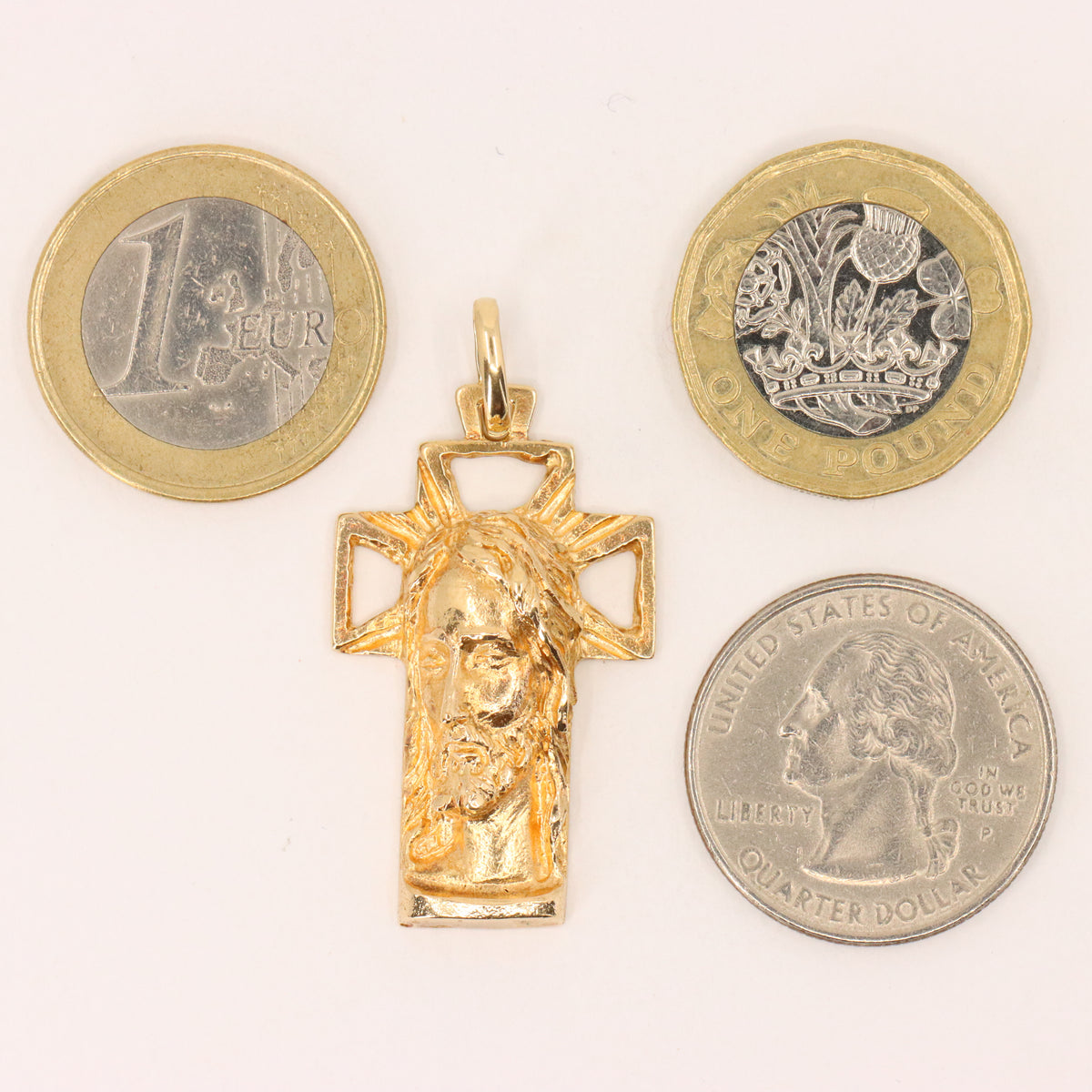 Vintage 9ct Hallmarked Yellow Gold Unoaerre Jesus Christ Cross Pendant Religious
