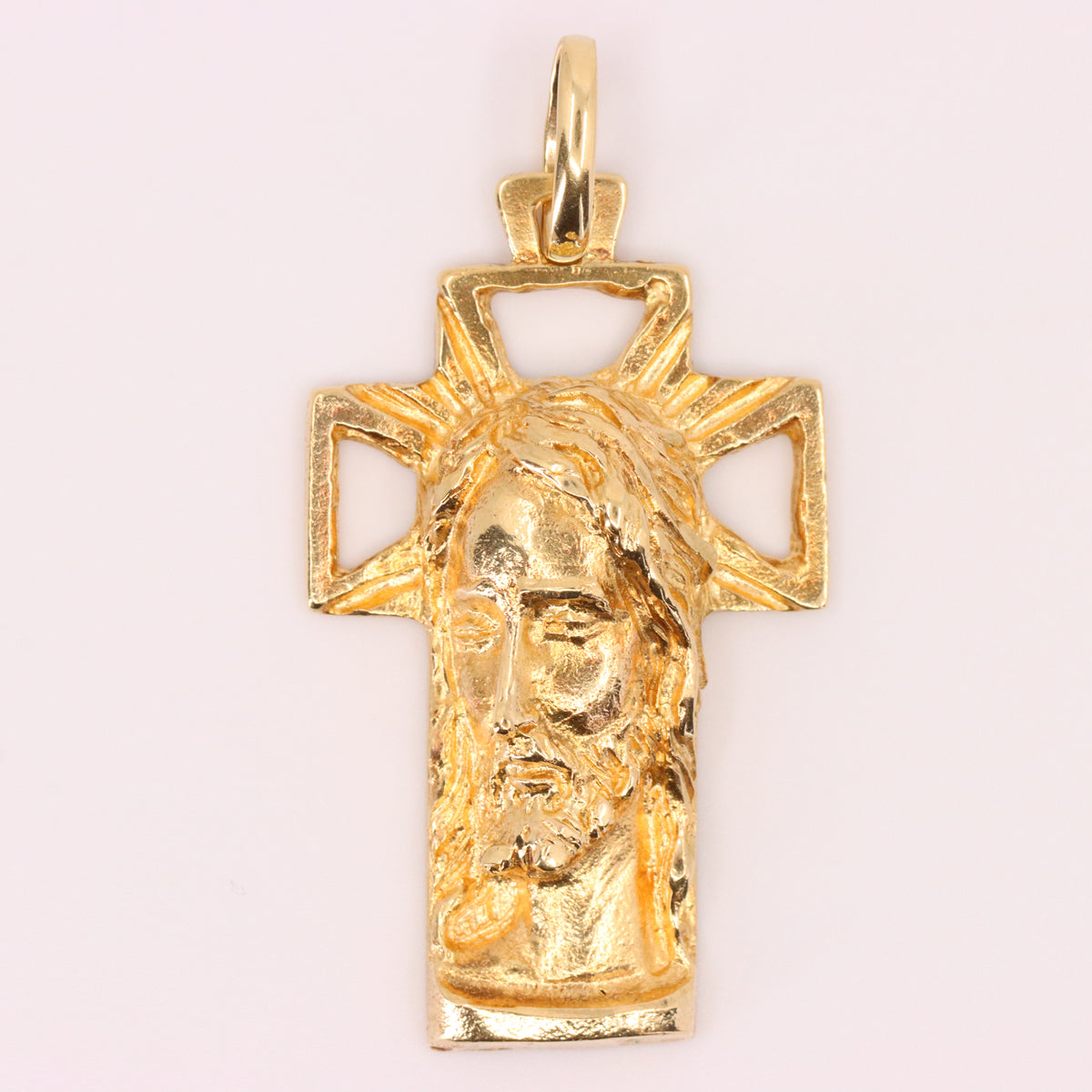 Vintage 9ct Hallmarked Yellow Gold Unoaerre Jesus Christ Cross Pendant Religious