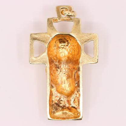 Vintage 9ct Hallmarked Yellow Gold Unoaerre Jesus Christ Cross Pendant Religious