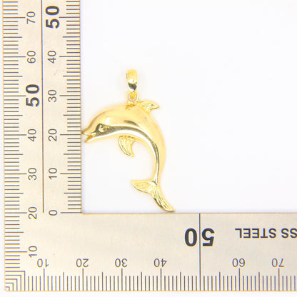 Vintage 14ct Gold Dolphin Pendant Yellow Gold Leaping Dolphin Animal Charm Gift