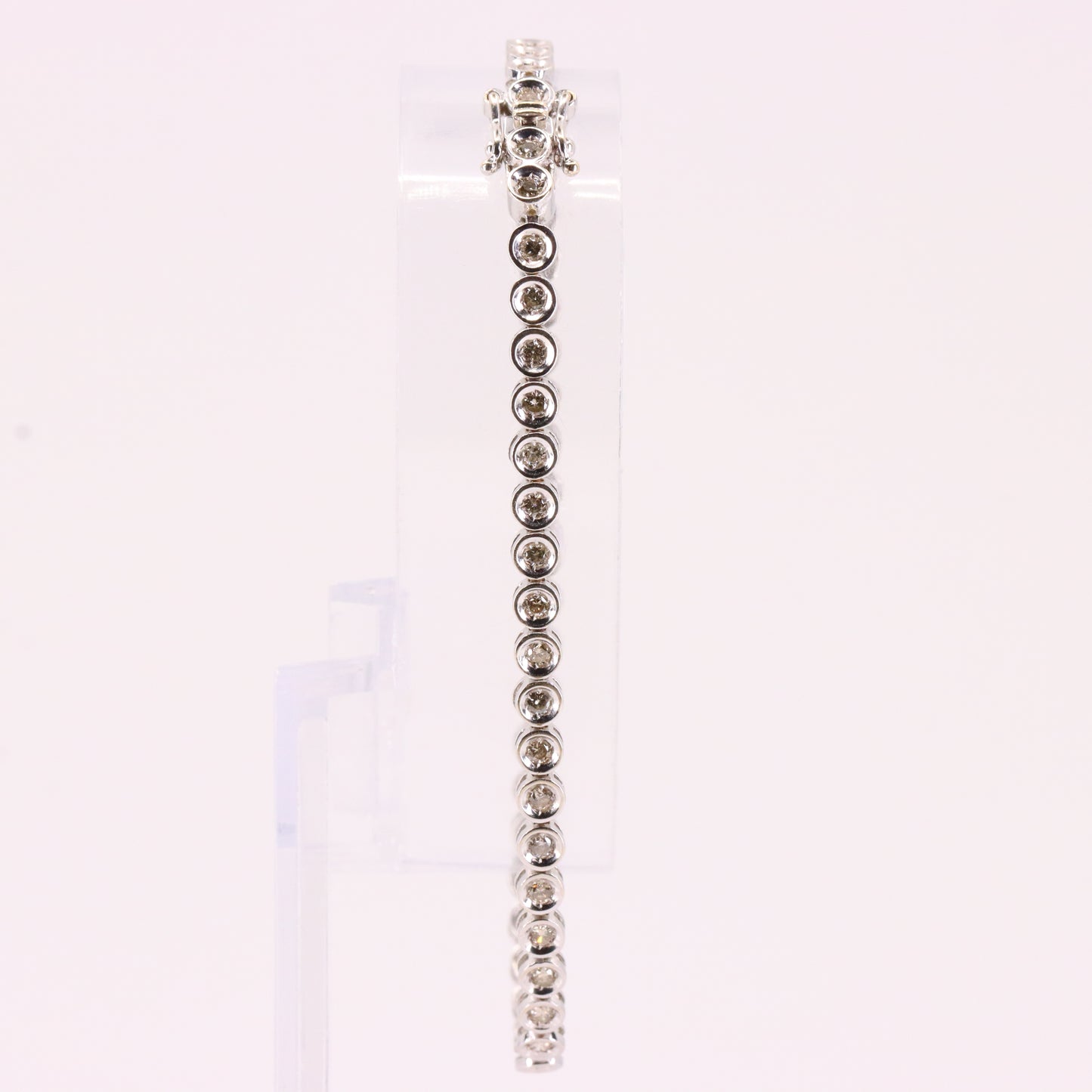 Vintage 18ct Hallmarked 7 Inch White Gold Diamond Tennis Bracelet 50 Diamonds