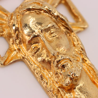 Vintage 9ct Hallmarked Yellow Gold Unoaerre Jesus Christ Cross Pendant Religious