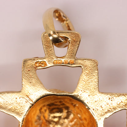 Vintage 9ct Hallmarked Yellow Gold Unoaerre Jesus Christ Cross Pendant Religious