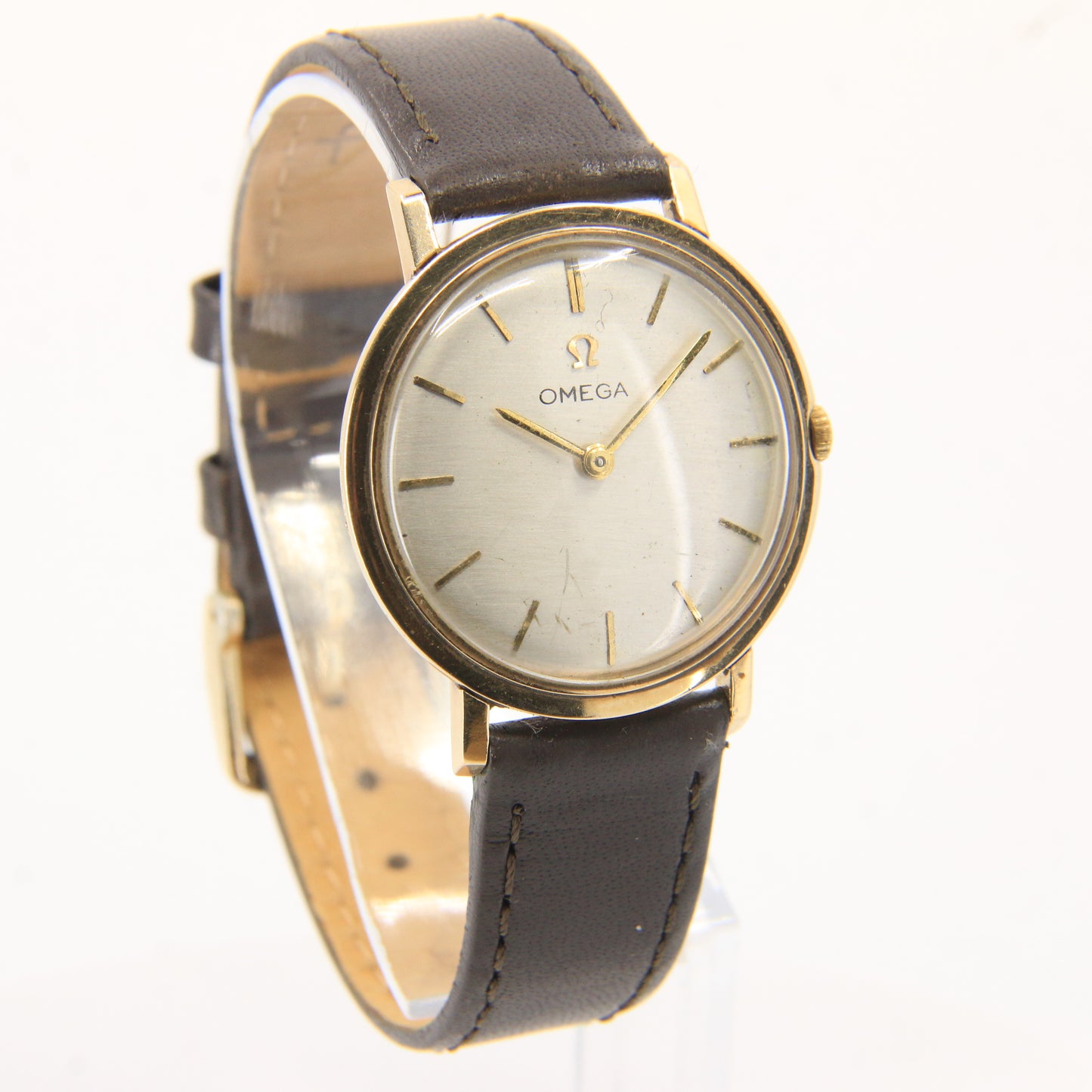 Vintage 9ct Gold Omega Wristwatch With Cal 620 Movement & Leather Strap