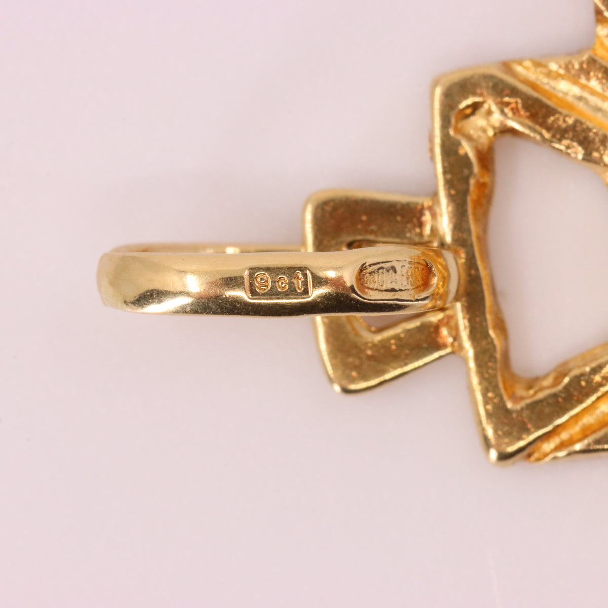 Vintage 9ct Hallmarked Yellow Gold Unoaerre Jesus Christ Cross Pendant Religious