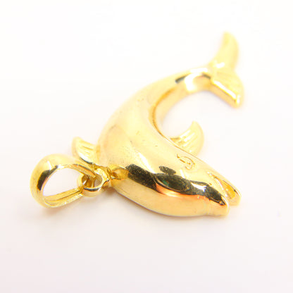 Vintage 14ct Gold Dolphin Pendant Yellow Gold Leaping Dolphin Animal Charm Gift