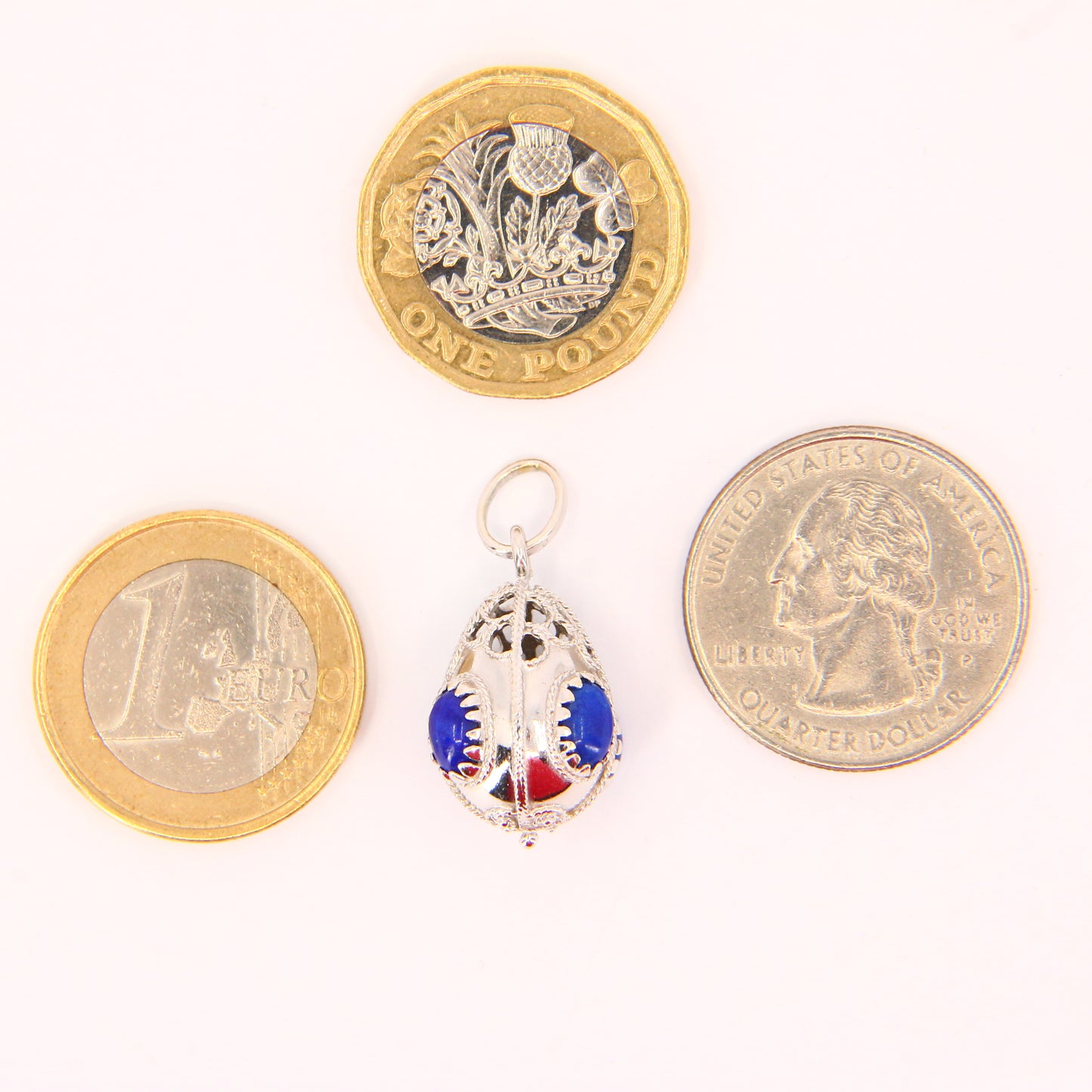 Vintage 18K White Gold Lapis Pendant – Italian 750 4-Stone Drop