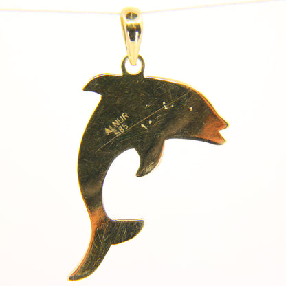 Vintage 14ct Gold Dolphin Pendant Yellow Gold Leaping Dolphin Animal Charm Gift