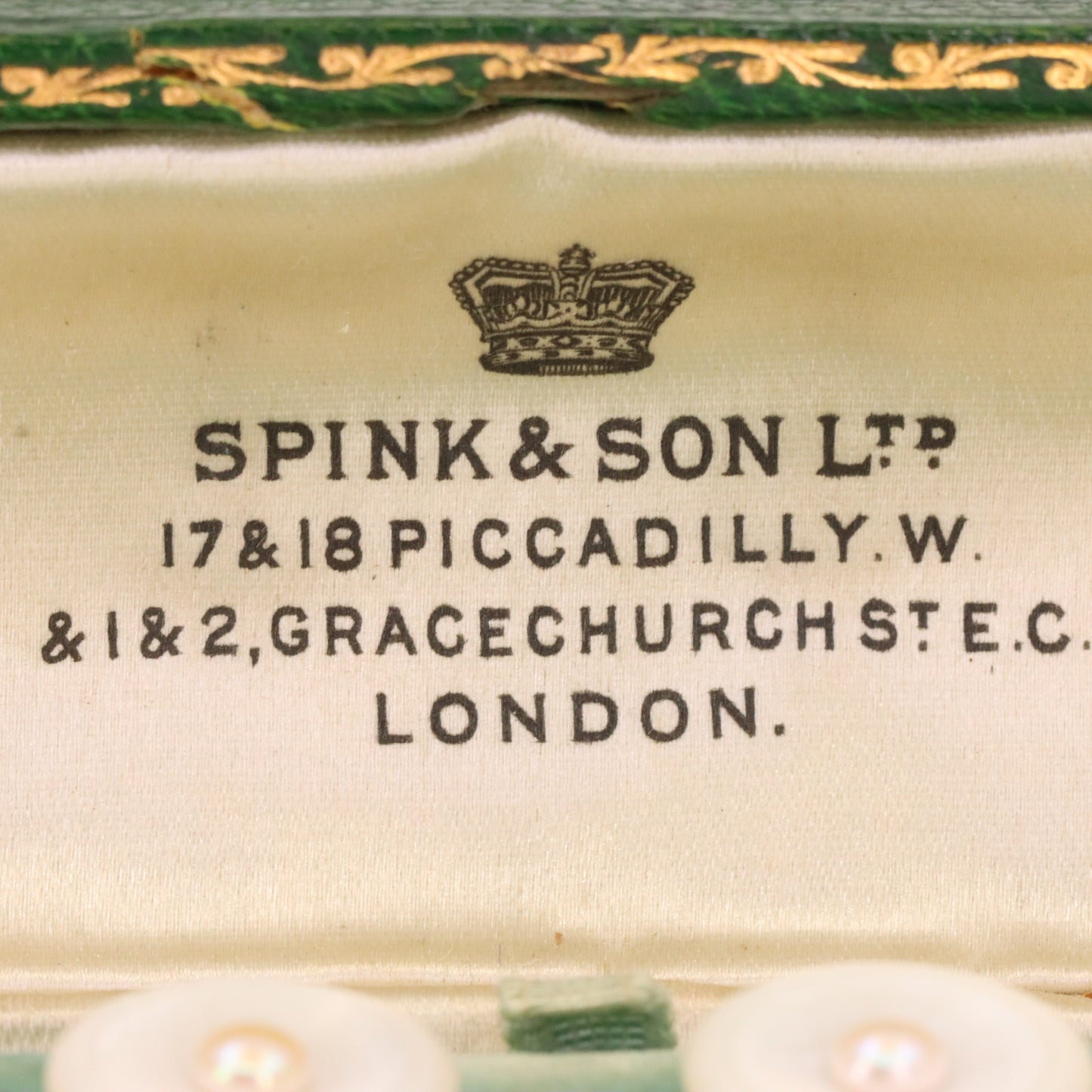 Antique 15ct Gold Mother of Pearl Pearl 6 Dress Stud Set Spink & Son Boxed Gift