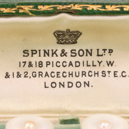 Antique 15ct Gold Mother of Pearl Pearl 6 Dress Stud Set Spink & Son Boxed Gift