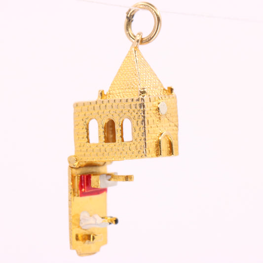 Vintage 9ct Hallmarked Gold Opening Church Pendant Wedding Vows Charm Gift